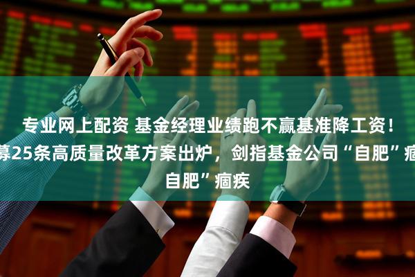 专业网上配资 基金经理业绩跑不赢基准降工资！公募25条高质量改革方案出炉，剑指基金公司“自肥”痼疾